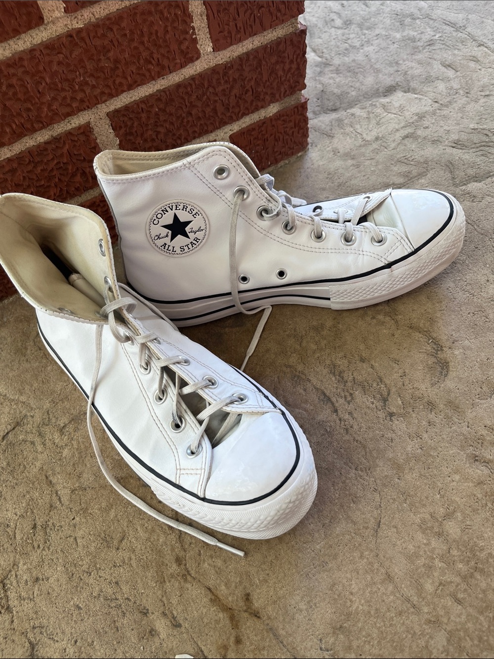 Converse White Leather High Top All Star Sneakers